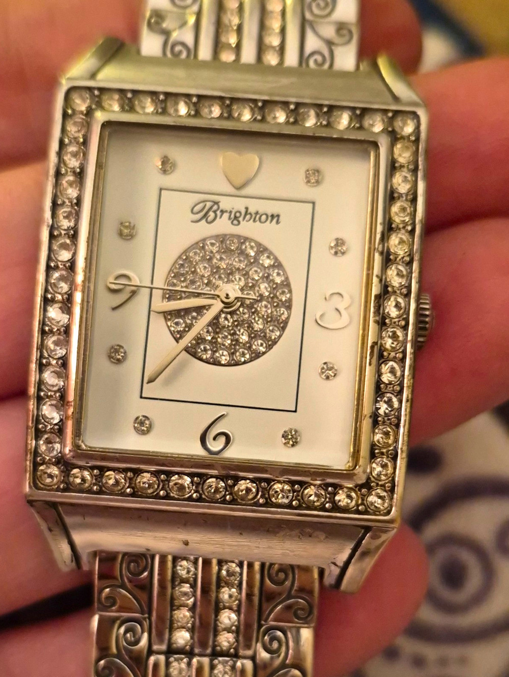 Brighton Diamond Bar Silver Plated Crystal Watch W40672 - WORKING New Battery